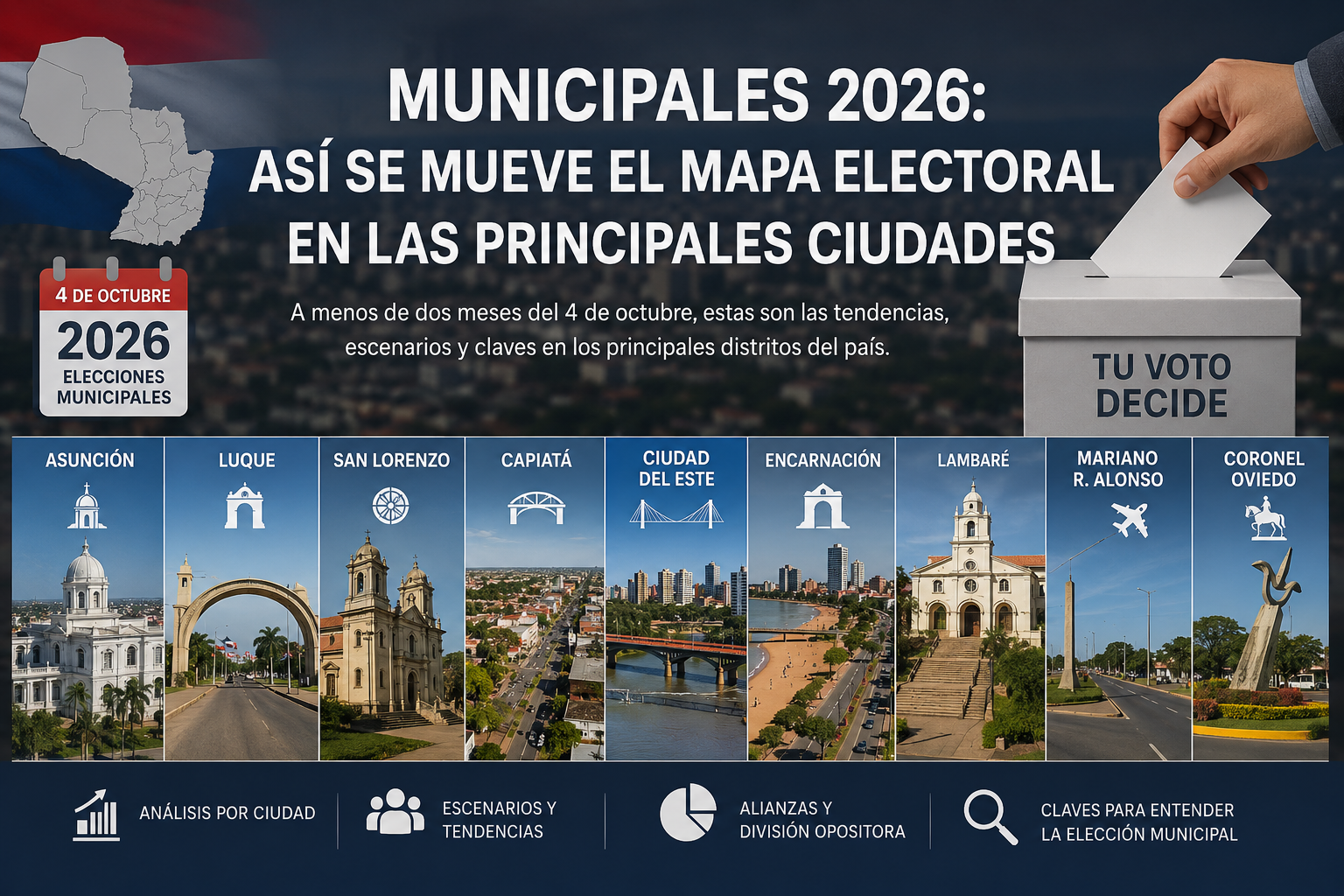 Municipales 2026: cómo se mueve el mapa electoral en las principales ciudades del Paraguay